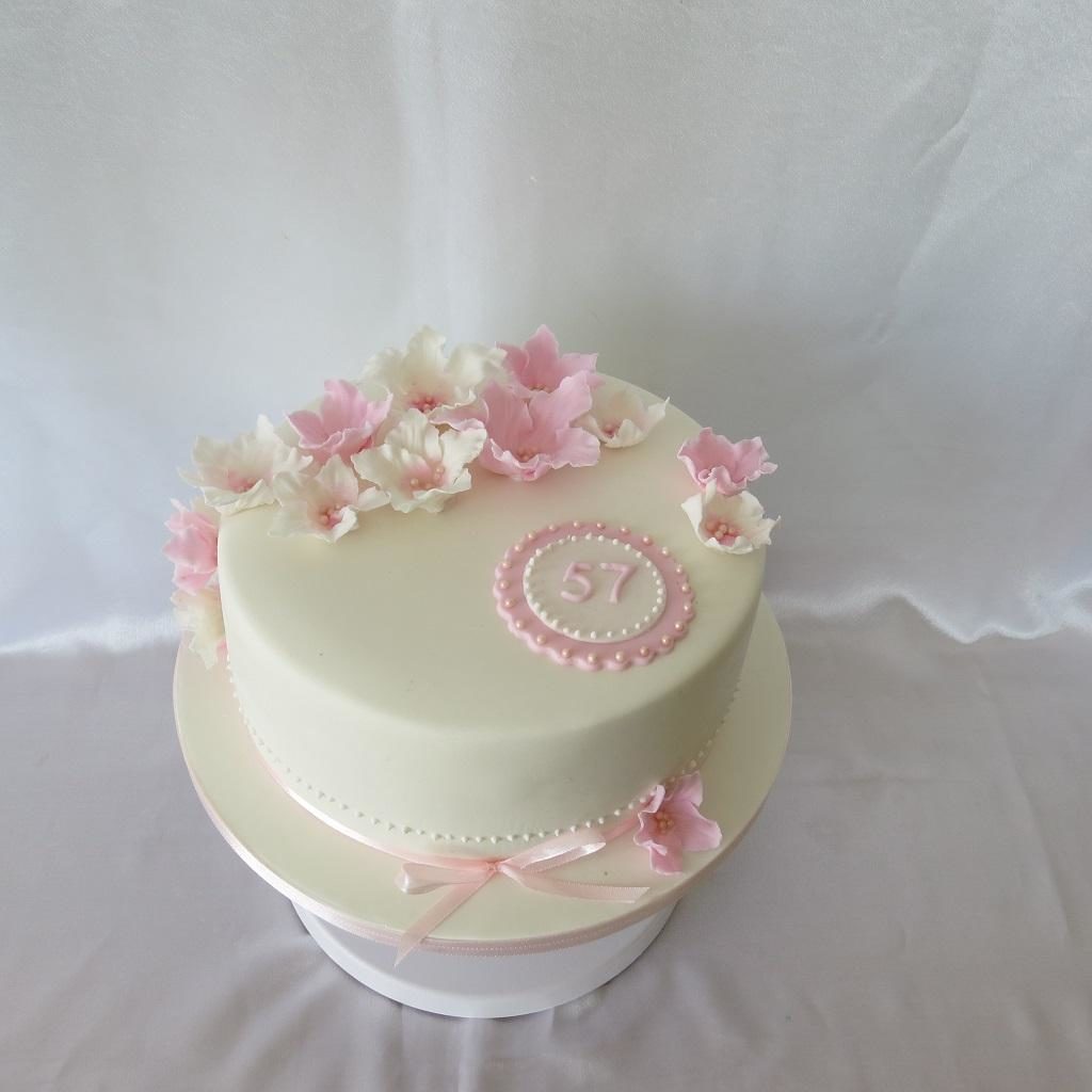 Pink & White Birthday Cake