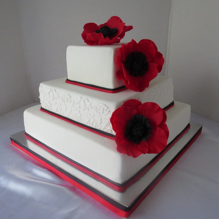 Cake with red anemones