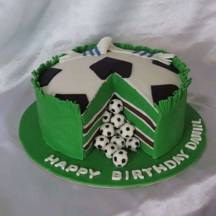 Football cake with balls