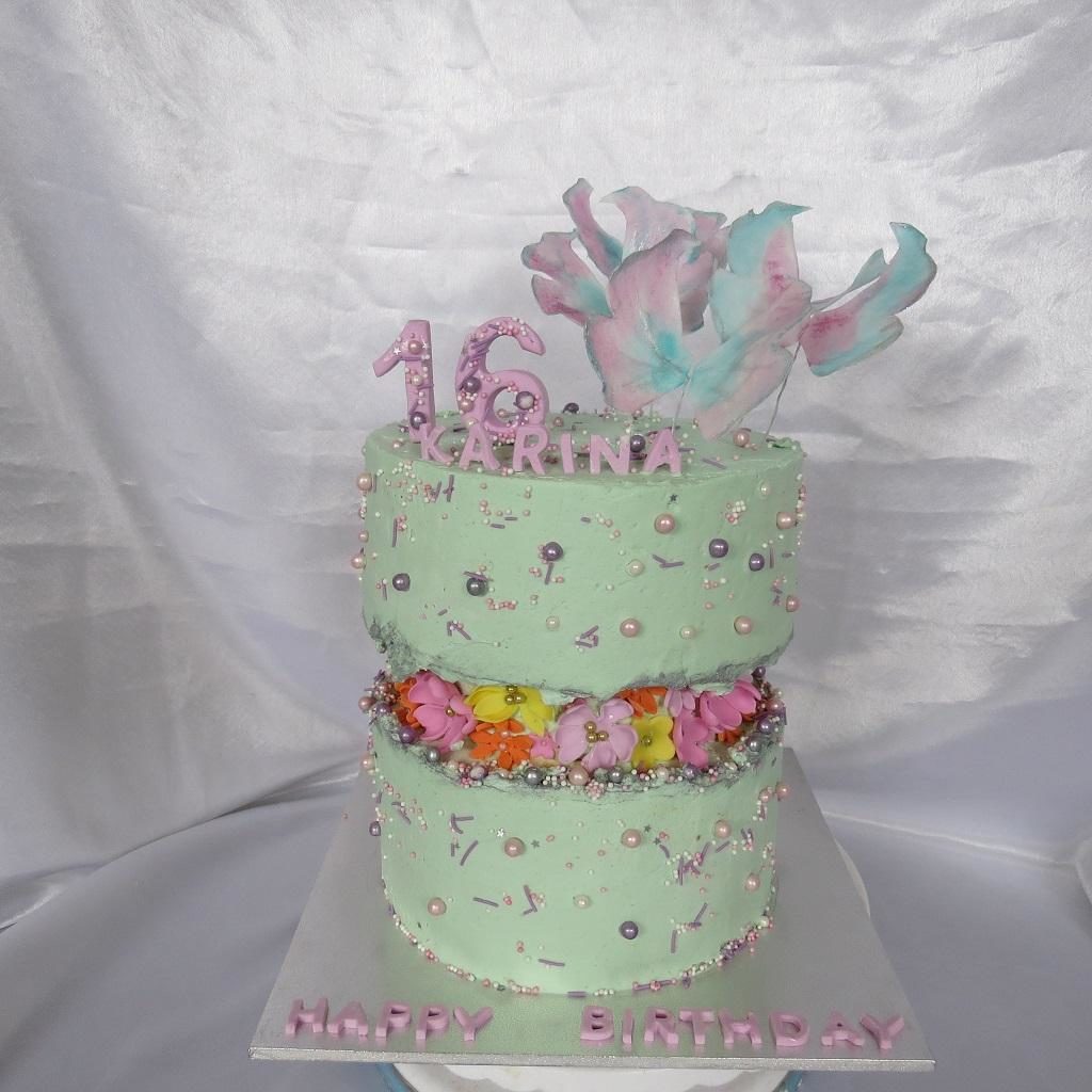 Fault Line Cake With Wafer Paper Butterflies