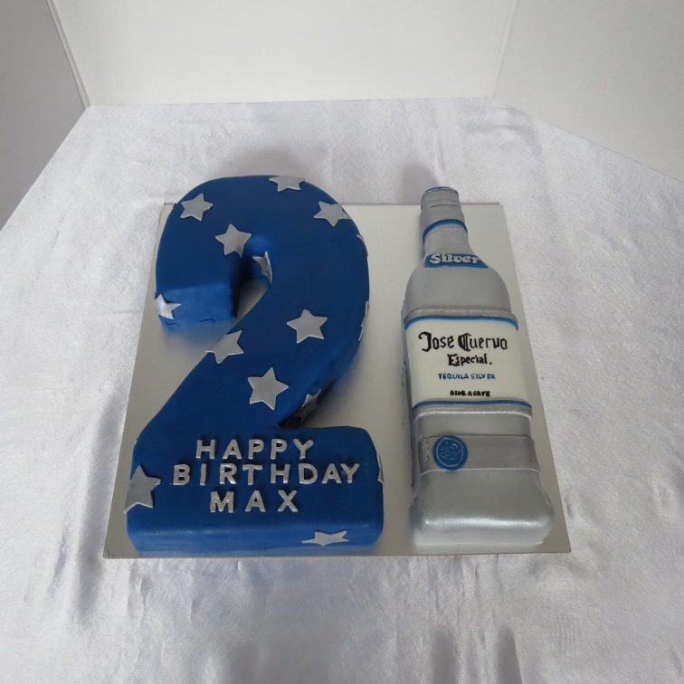 21st Birthday cake with Tequila bottle