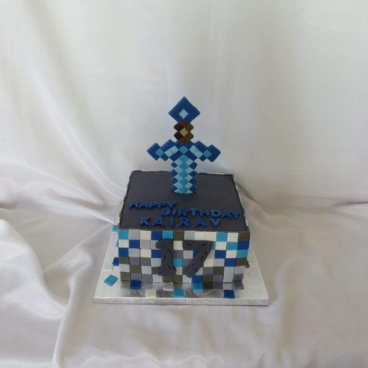 Minecraft diamond sword cake