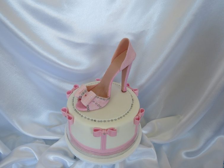 Pink high heel shoe cake