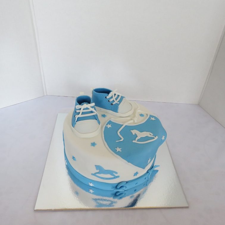 Blue Baby Converse Shoes Cake
