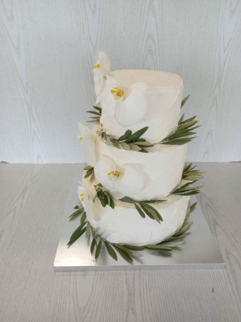 White Orchid Wedding Cake