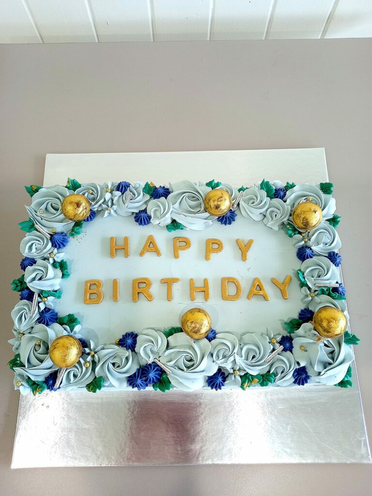 Blue Buttercream Birthday Cake