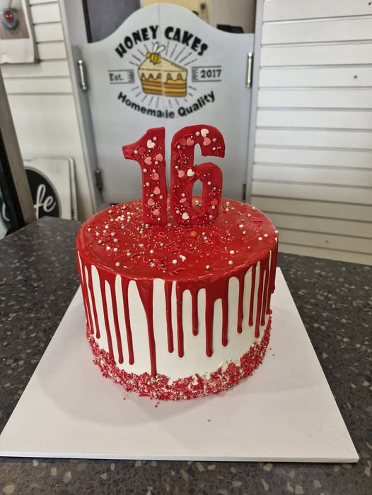 Buttercream red drip cake