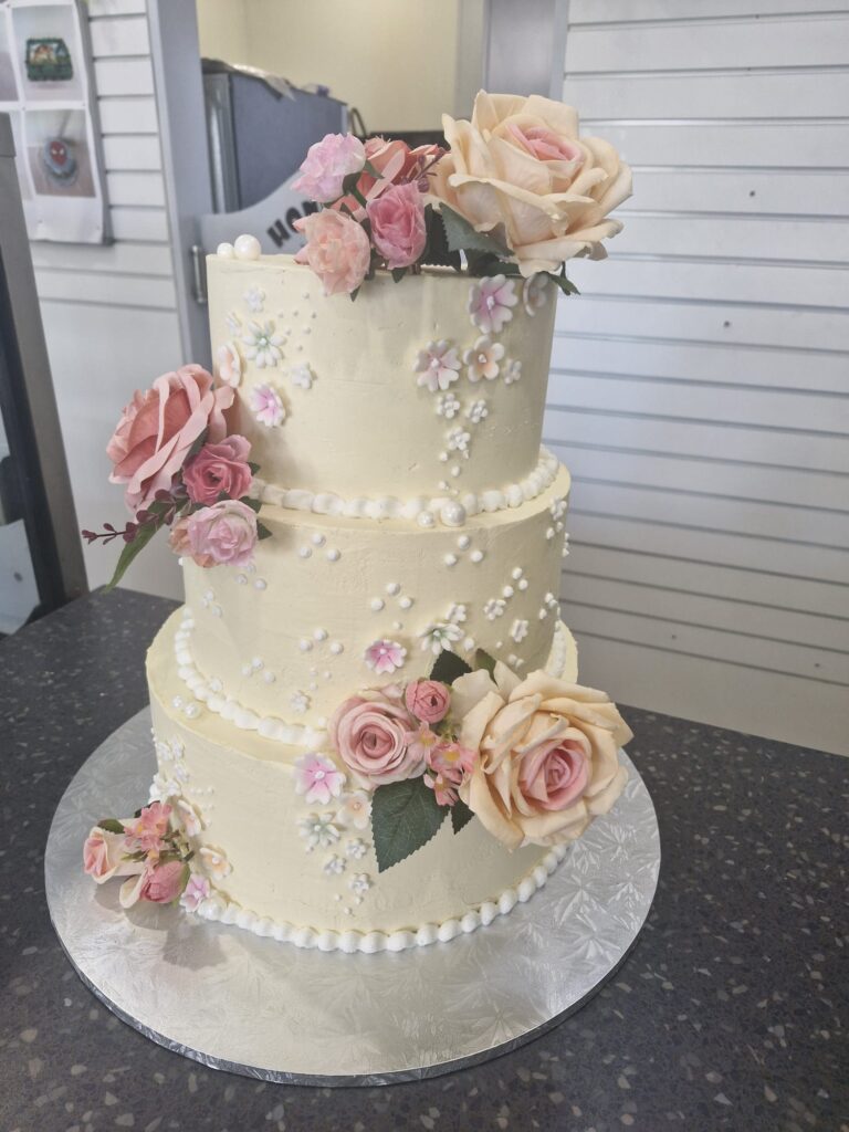 Pastel Flowers Wedding Cake